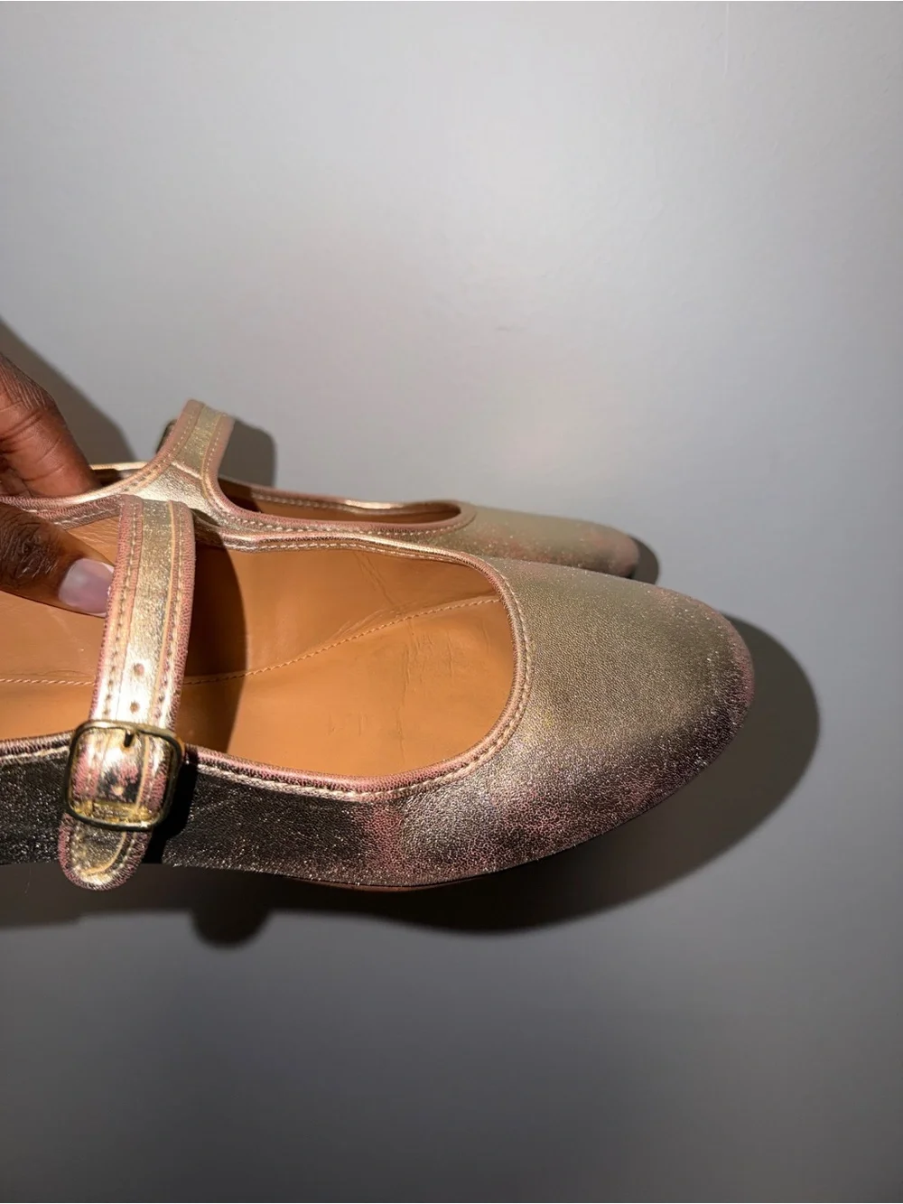 J. Crew Metallic Gold Mary Jane Flats